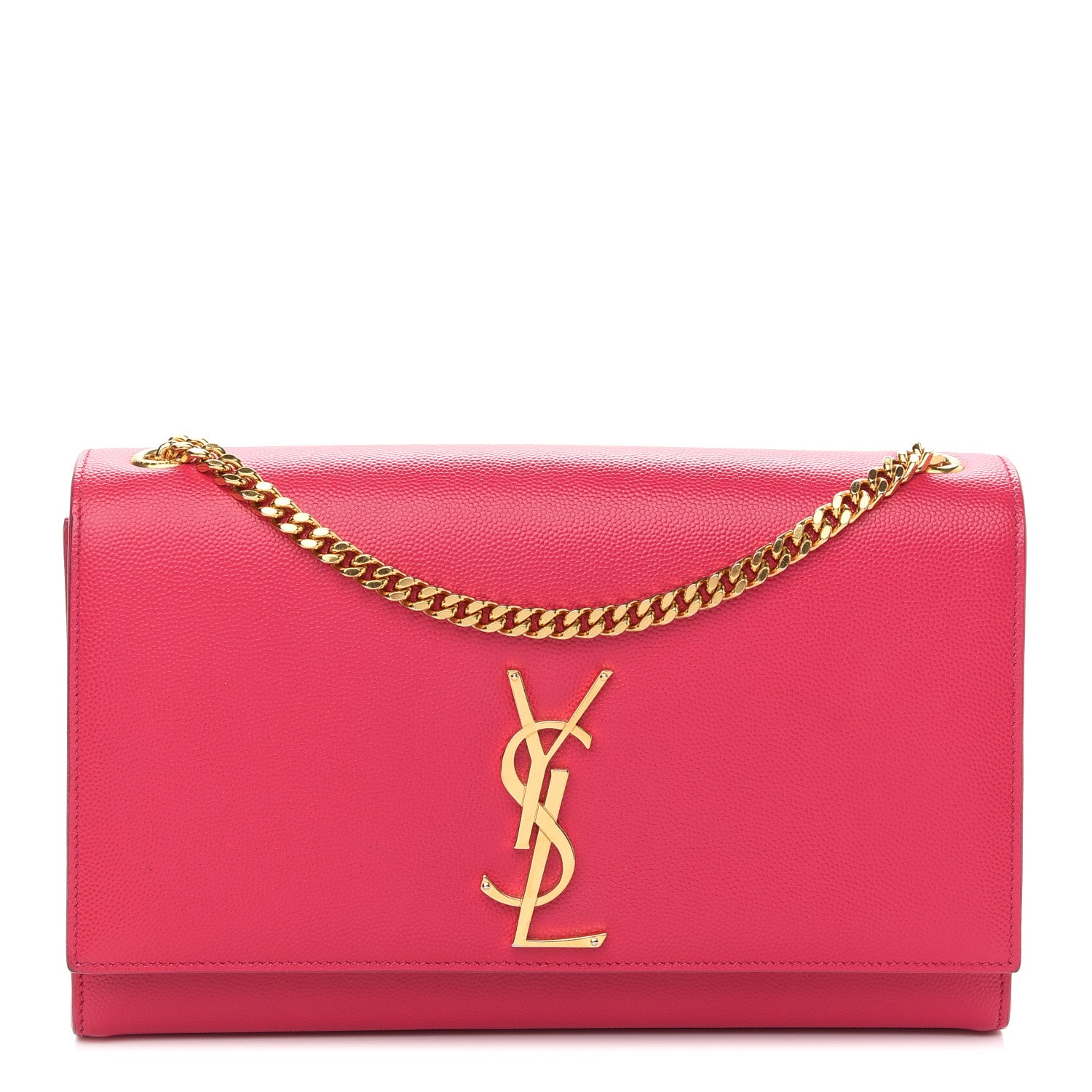 Saint Laurent Grain De Poudre Medium Monogram Kate Satchel Lipstick Fuchsia 1 of 9