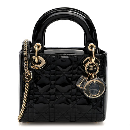 Christian Dior Patent Cannage Mini Lady Dior Black 7 of 9