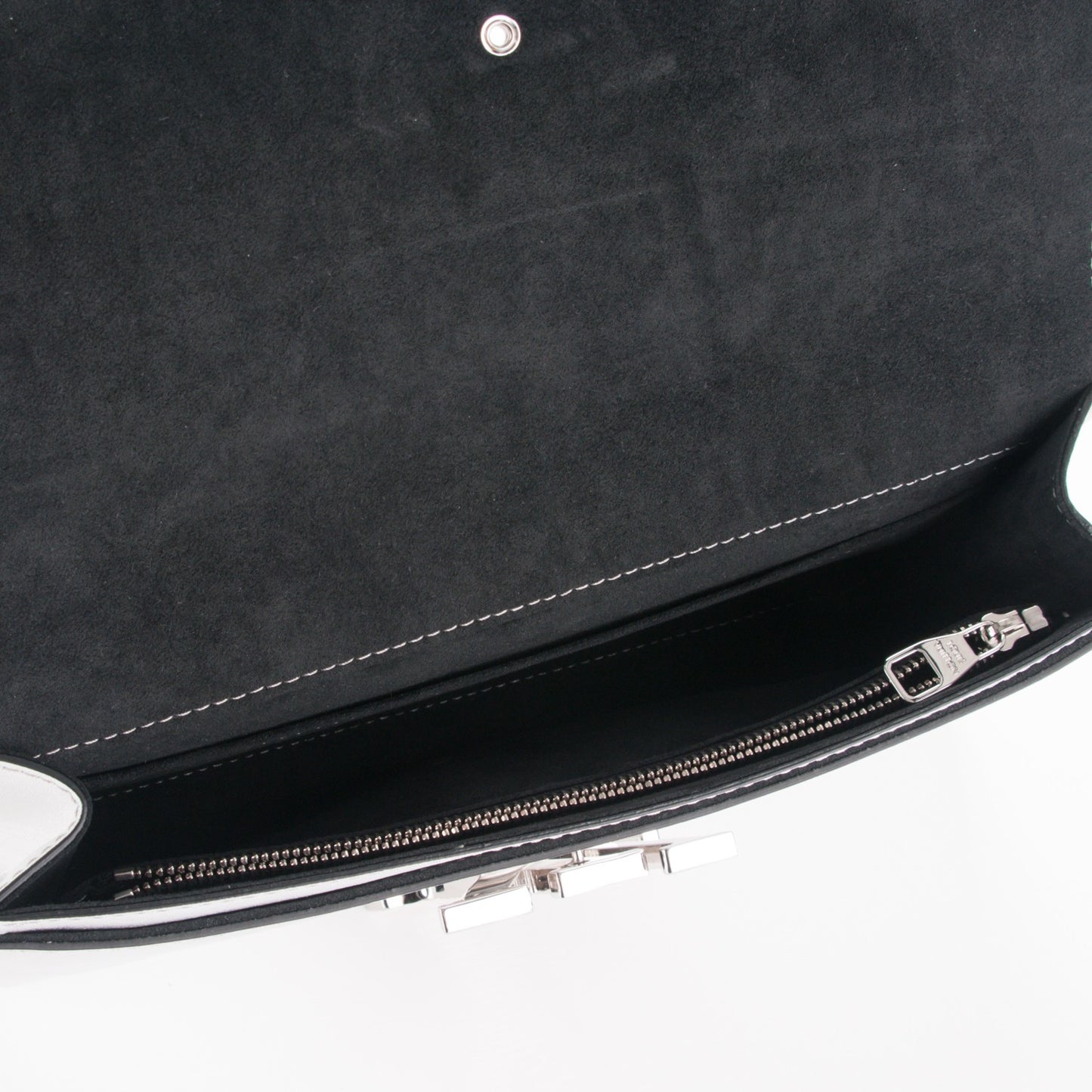 Metallic Calfskin Louise EW Lock Clutch Silver