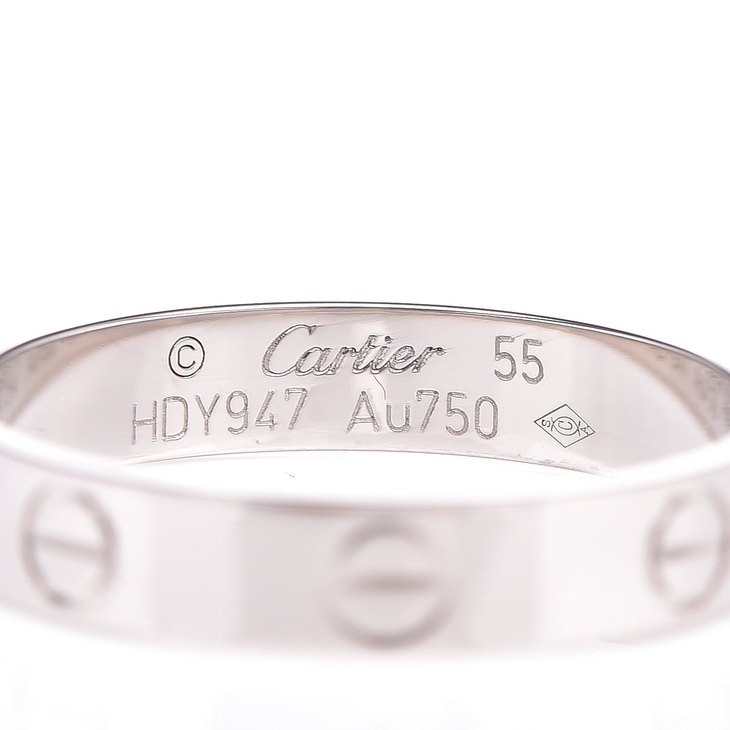 Cartier 18K White Gold 3.5mm LOVE Wedding Band Ring 55 7.25 4 of 4