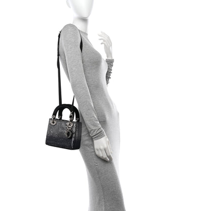 Christian Dior Satin Sequin Gradient Mini Lady Dior Black Silver 2 of 12