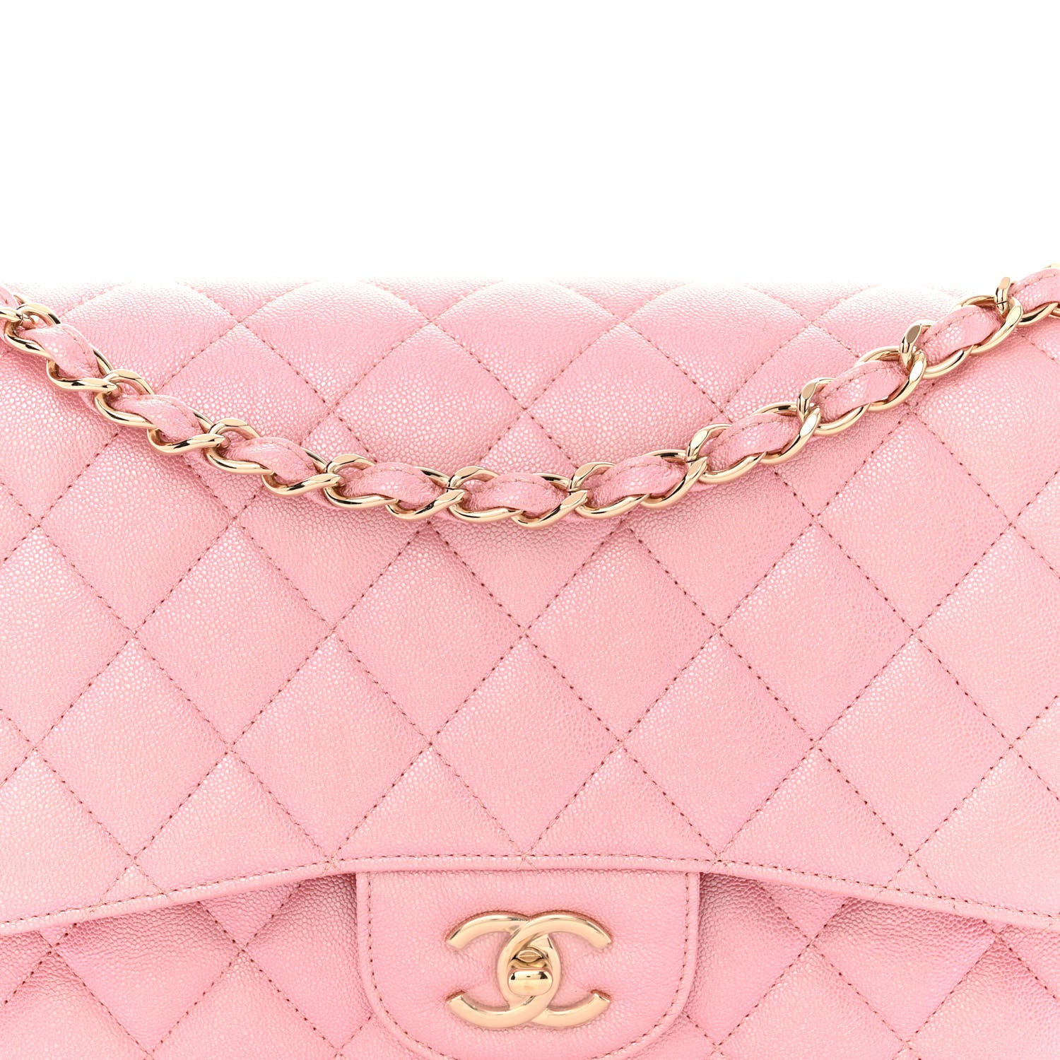 Chanel Iridescent Caviar Quilted Jumbo Double Flap Rose Pink 8 of 10