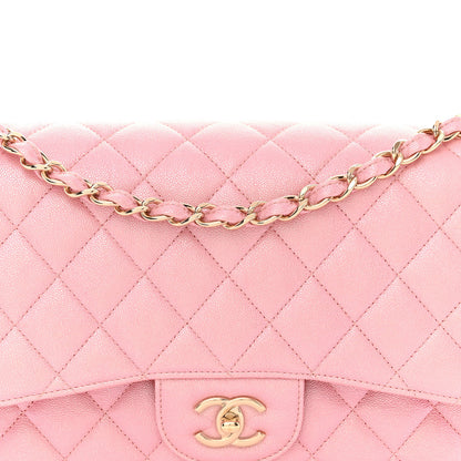 Chanel Iridescent Caviar Quilted Jumbo Double Flap Rose Pink 8 of 10
