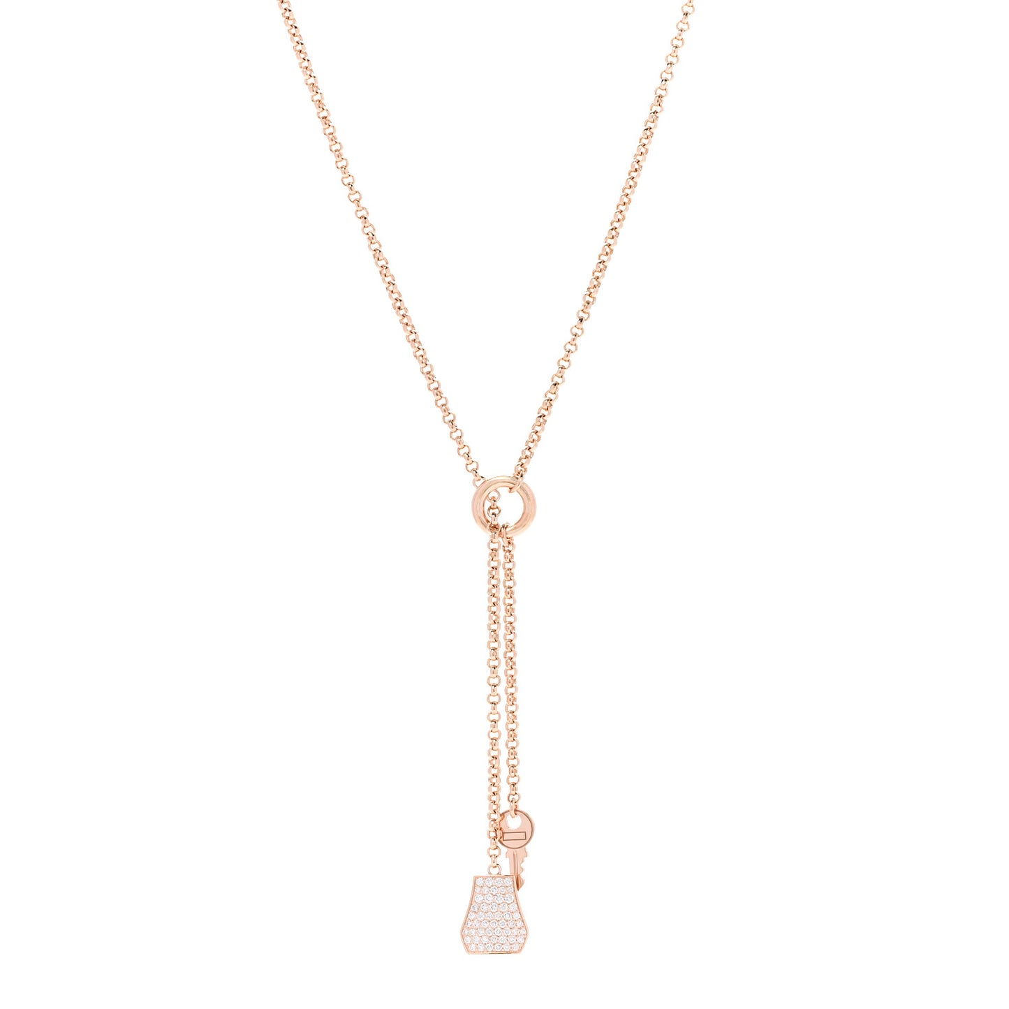 18K Rose Gold Diamond PM Kelly Clochette Necklace