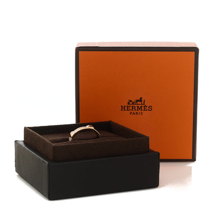Hermes 18K Rose Gold Diamond Clou D'H Ring 54 6.75 5 of 5