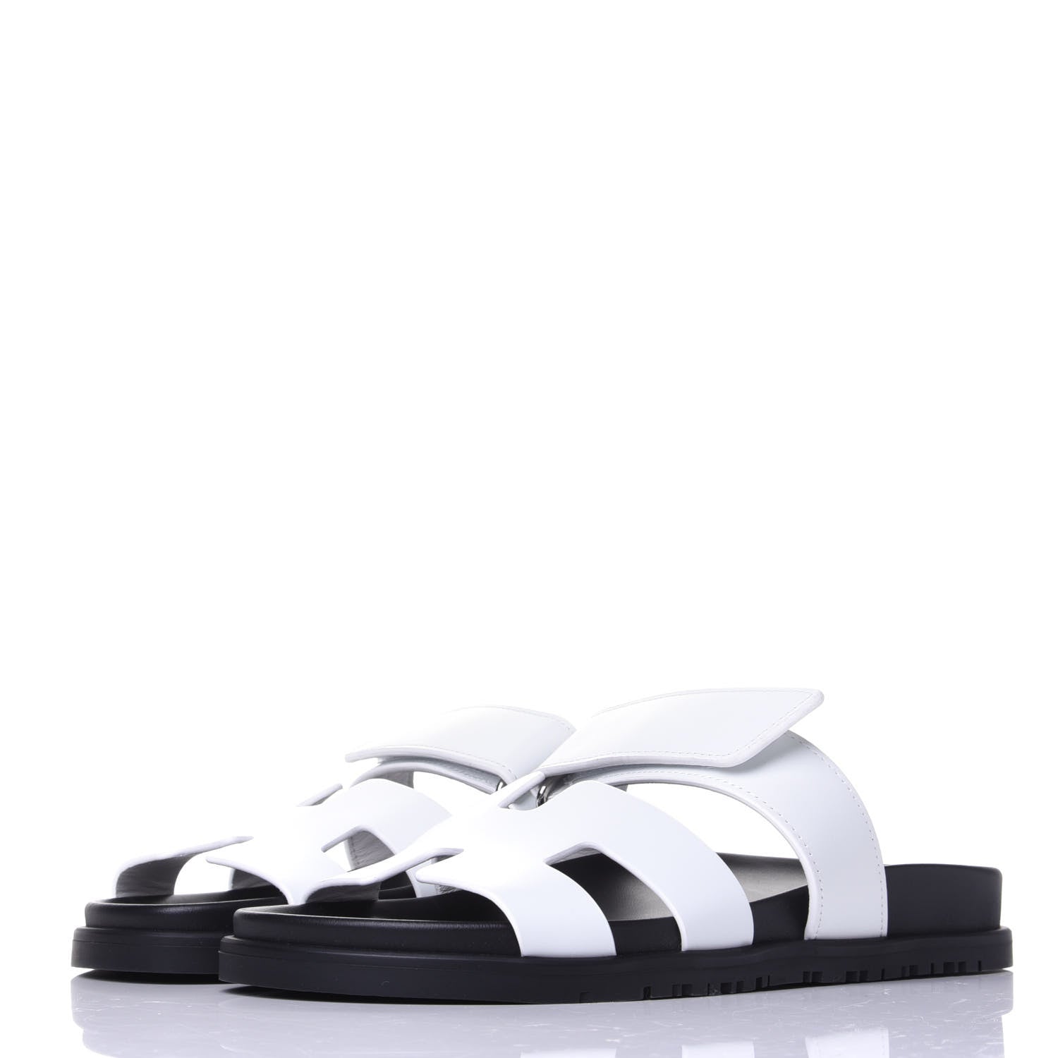 Hermes Calfskin Womens Chypre Sandals 37 White 3 of 11