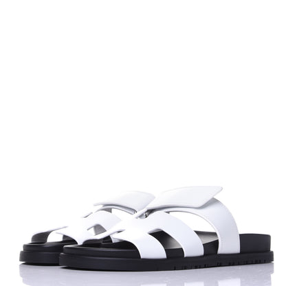 Hermes Calfskin Womens Chypre Sandals 37 White 3 of 11