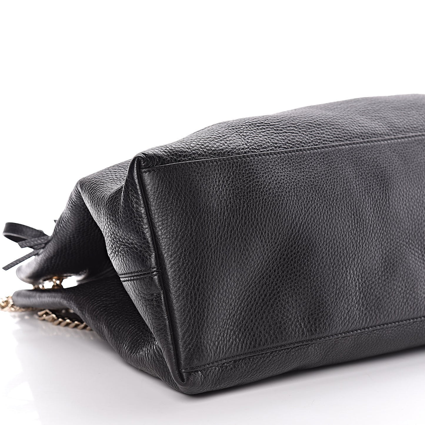 Pebbled Calfskin Large Soho Chain Shoulder Bag Black