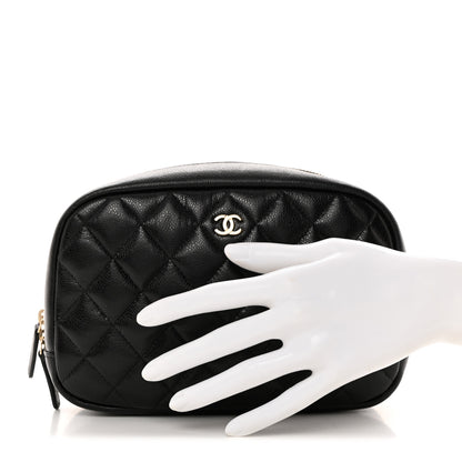 Chanel Caviar Quilted Medium Curvy Pouch Cosmetic Case Black 2 of 8