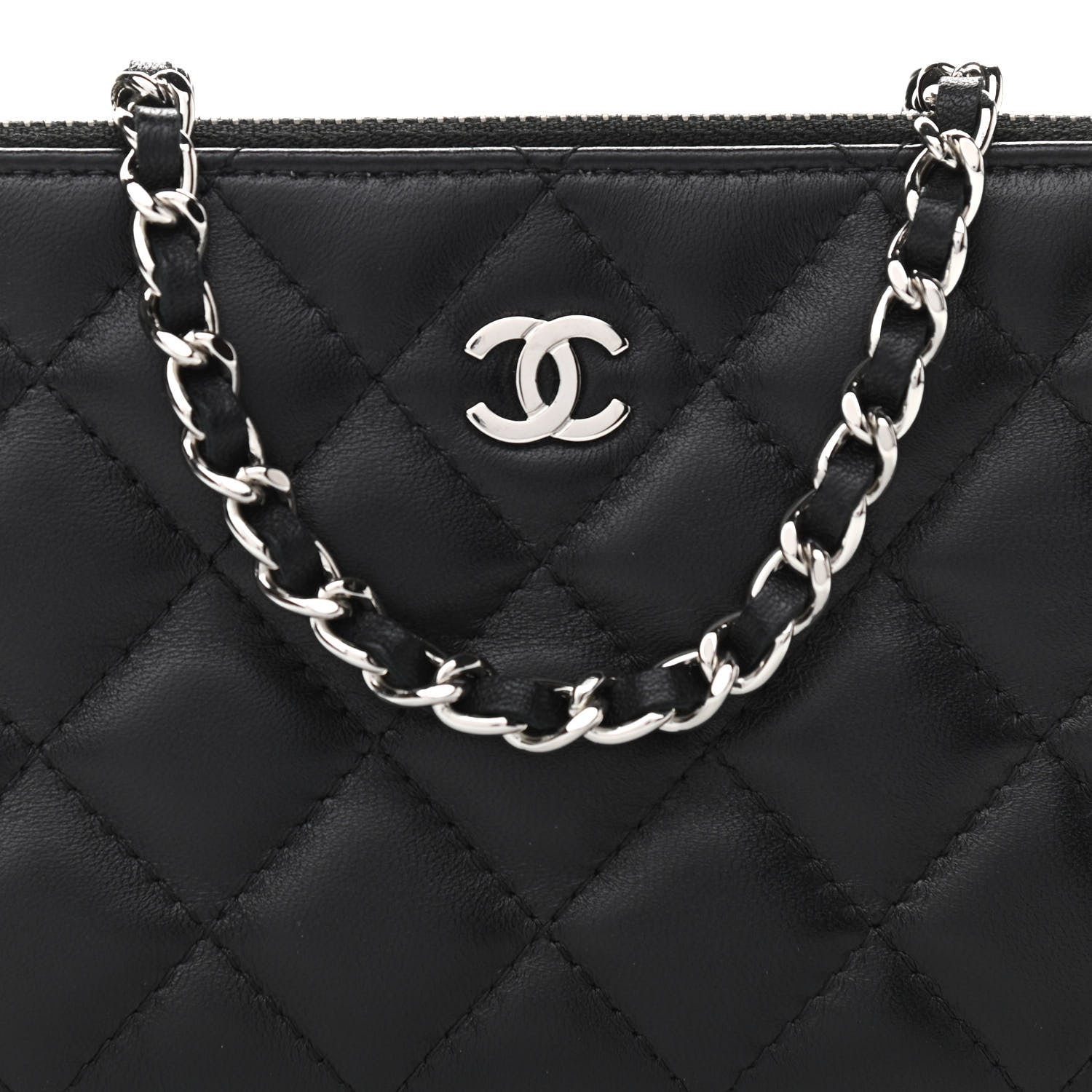Chanel Lambskin Quilted Small Clutch With Chain Black 8 of 11
