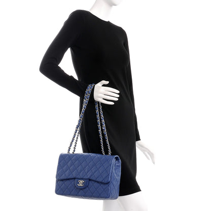 Chanel Washed Caviar Jumbo Single Flap Blue 3 of 8