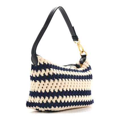 Miu Miu Fabric Crochet Pouch Blue White 3 of 11