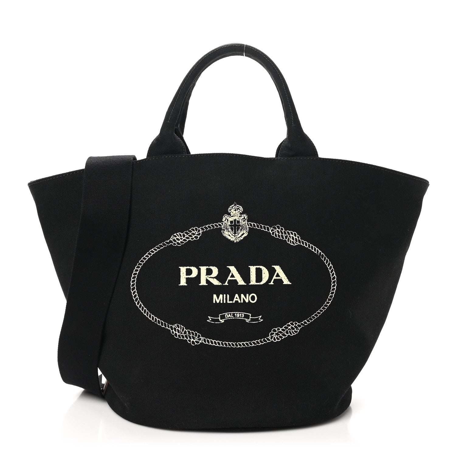 Prada Canapa Small Shopping Tote Black 1 of 10