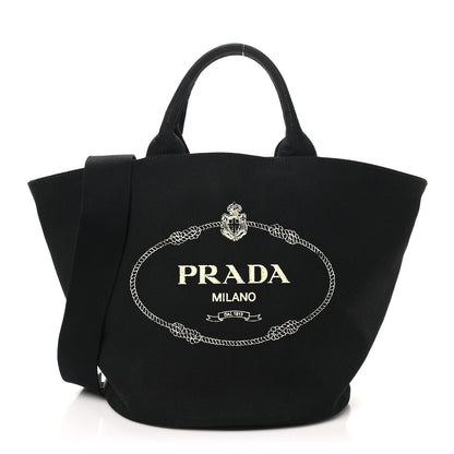 Prada Canapa Small Shopping Tote Black 1 of 10