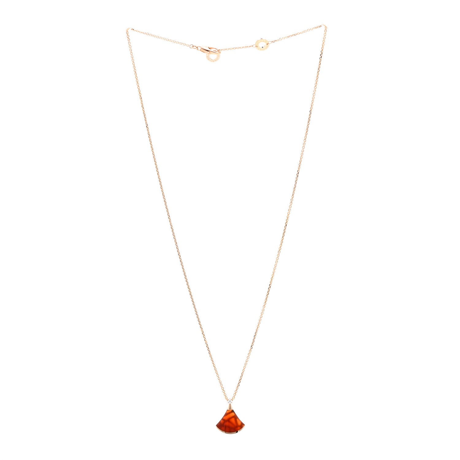 Bulgari 18K Rose Gold Diamond Carnelian Divas' Dream Pendant Necklace 3 of 5