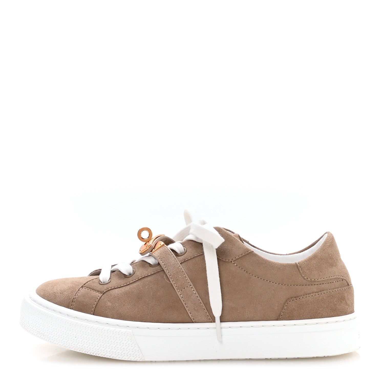 Hermes Chevre Velours Mens Day Sneakers 37.5 Beige Sable 1 of 8