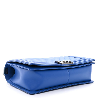 Chanel Lambskin Chevron Quilted New Medium Boy Flap Bright Blue 4 of 12