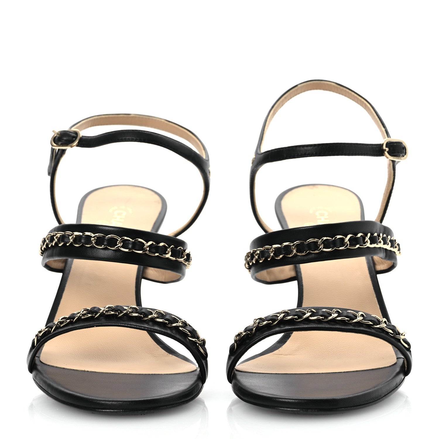 Chanel Lambskin Chain Strap Sandals 40 Black 3 of 14