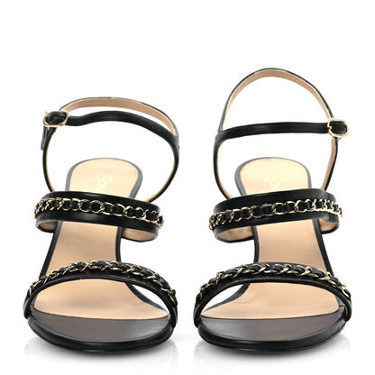 Chanel Lambskin Chain Strap Sandals 40 Black 3 of 14