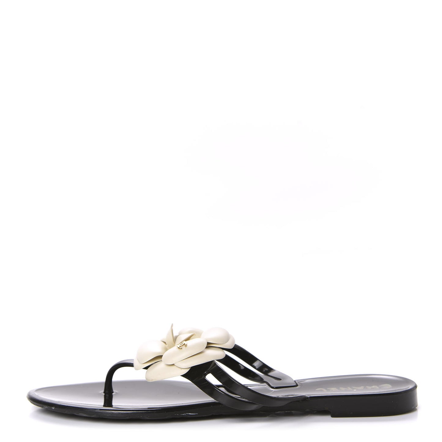 Jelly Camellia Thong Sandals 39 Black Ivory