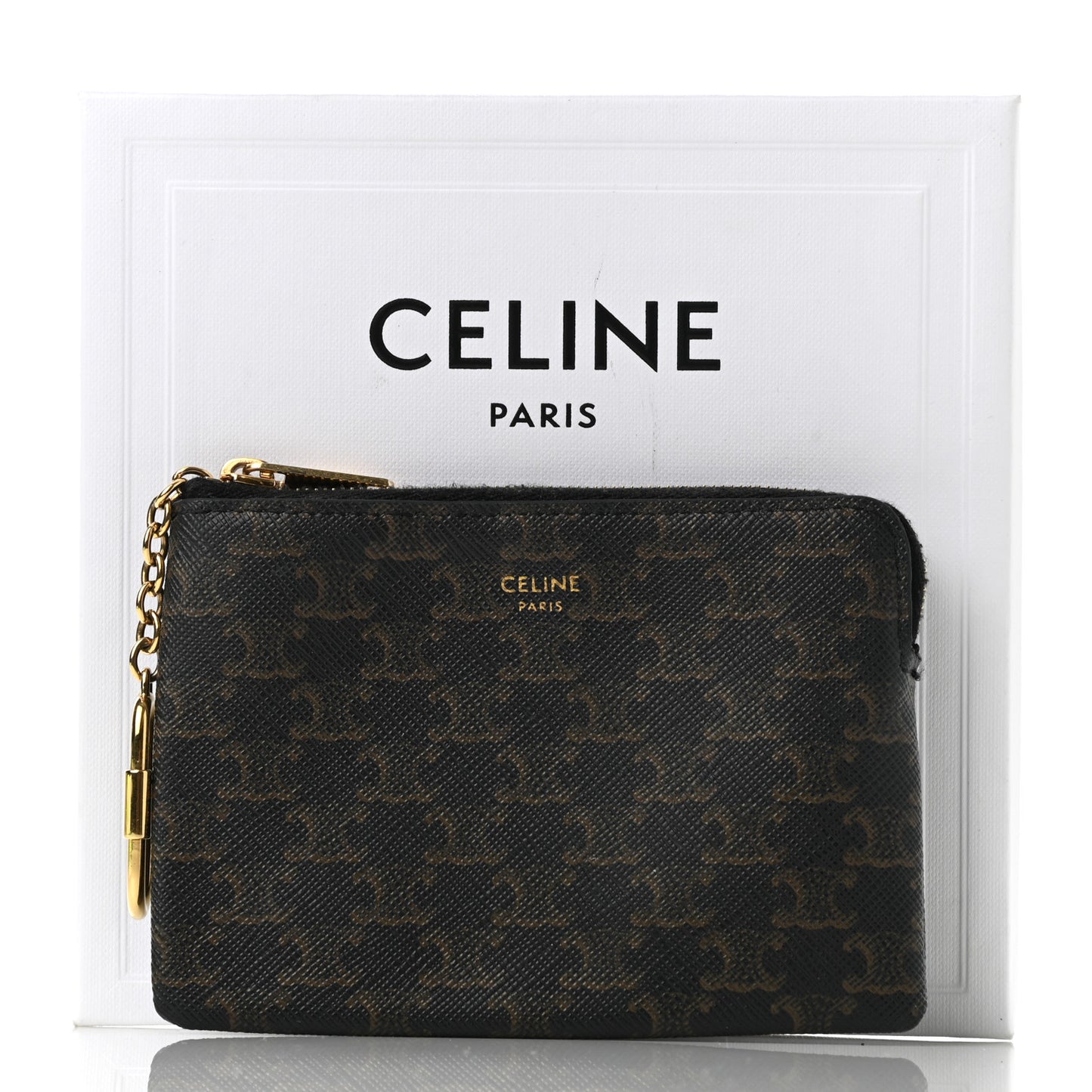 Triomphe Canvas Coin and Card Pouch With Hook Black