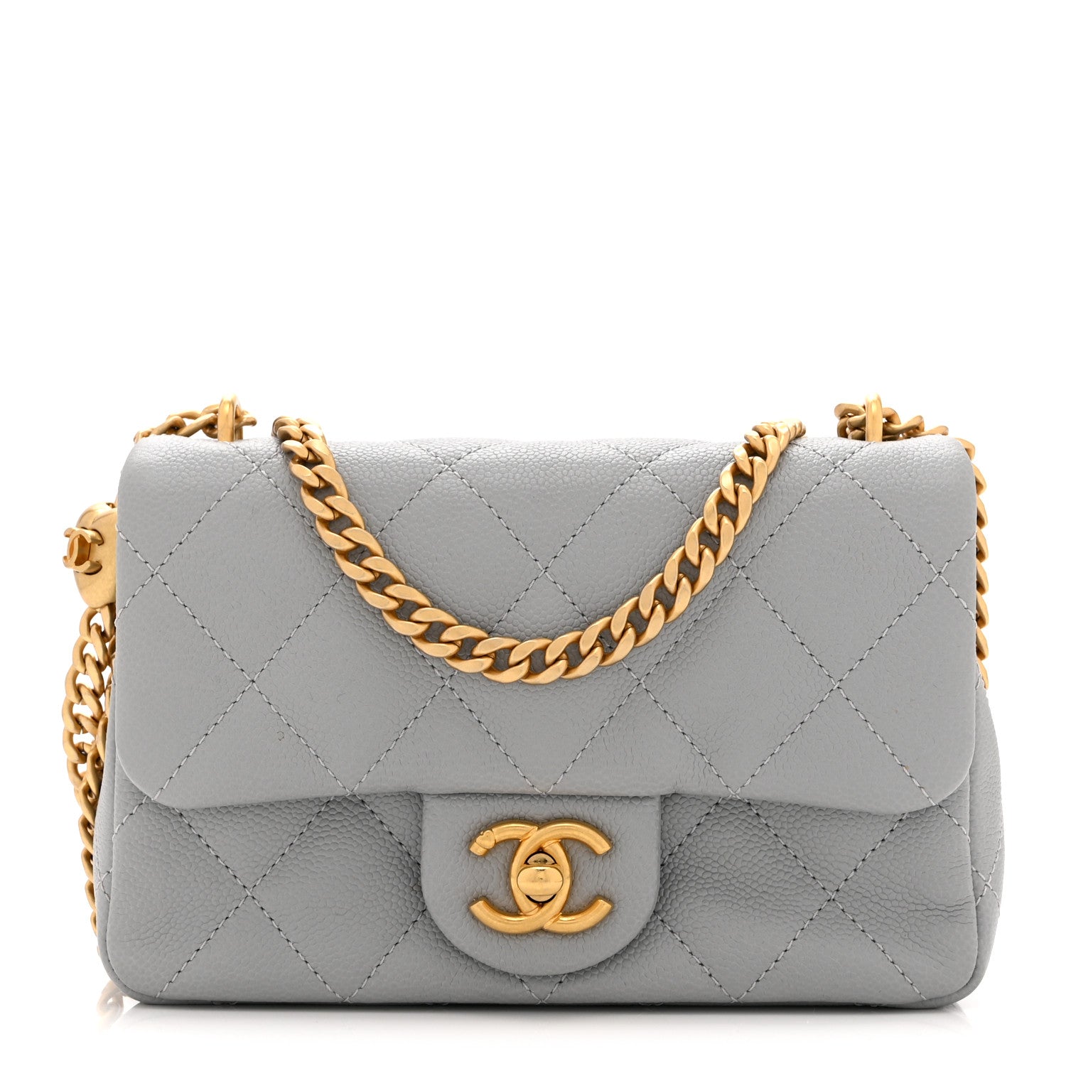 Chanel Caviar Quilted Mini Sweetheart Rectangular Flap Light Grey 1 of 10