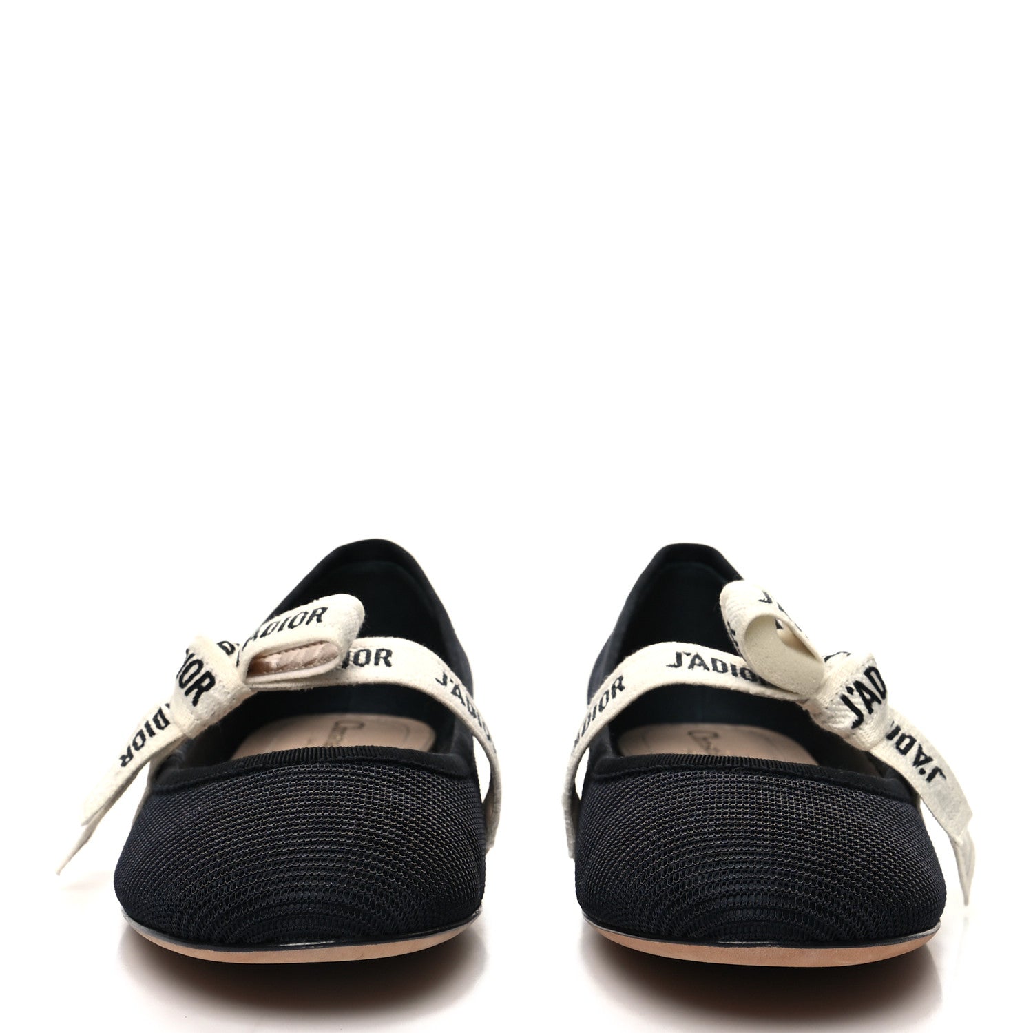 Christian Dior Fabric Ribbon Embroidered J'Adior Ballet Flats 39 Black 2 of 8