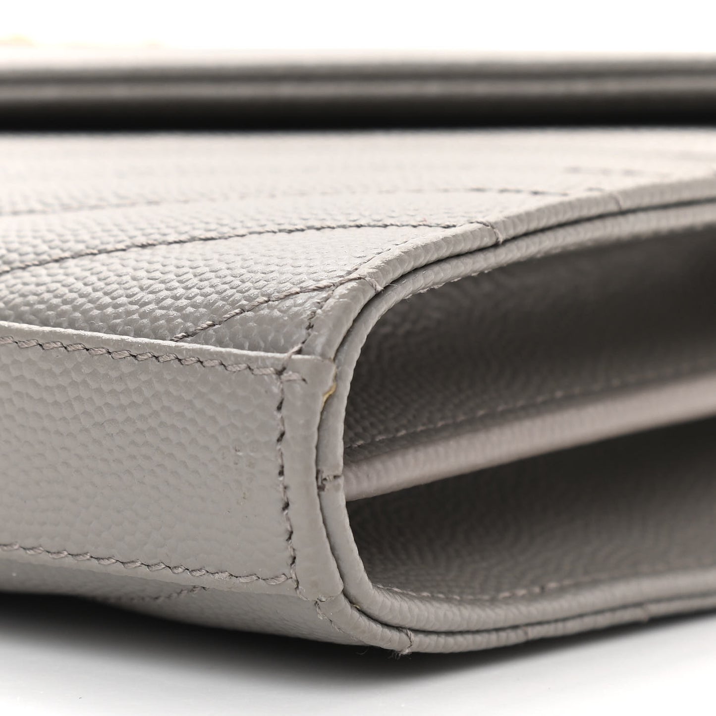 Grain De Poudre Matelasse Chevron Monogram Chain Wallet Oyster Grey