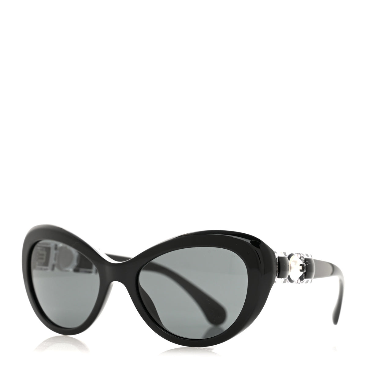 Acetate Glass Pearls Cat Eye Sunglasses 5443-H Black