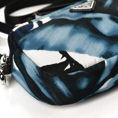 Prada Tessuto Soft Nylon Small Roses Print Convertible Crossbody Wristlet Blue 12 of 12