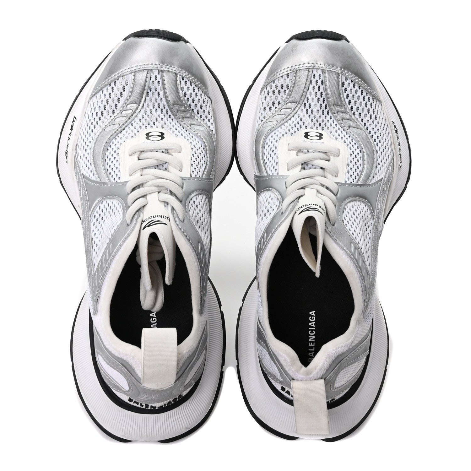 Balenciaga Metallic Calfskin Mesh Circuit Womens Sneaker 37 Silver White 2 of 8
