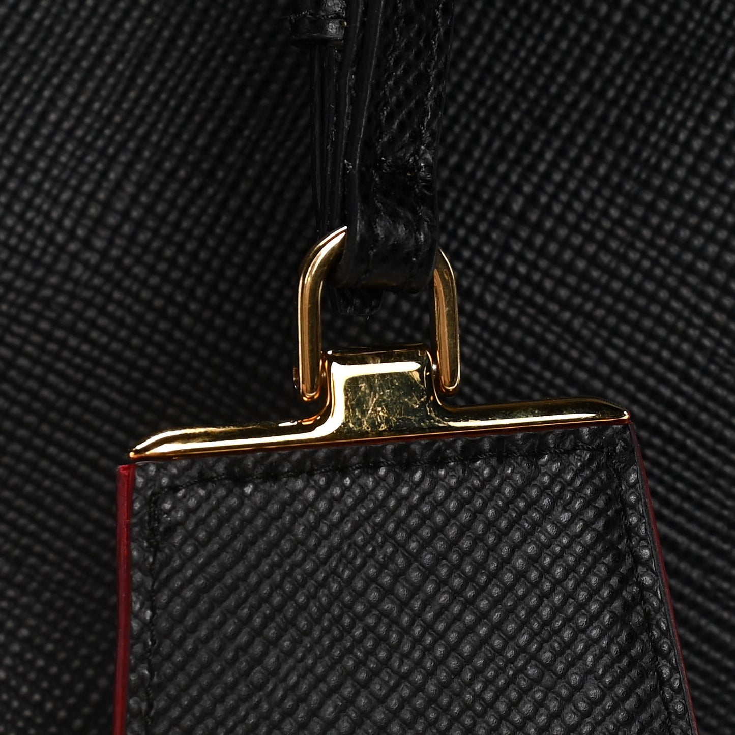 Saffiano Cuir Large Double Bag Black Fuoco
