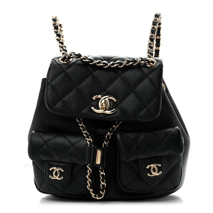 Chanel Shiny Caviar Quilted Small Duma Pockets Drawstring Backpack Black 1 of 11