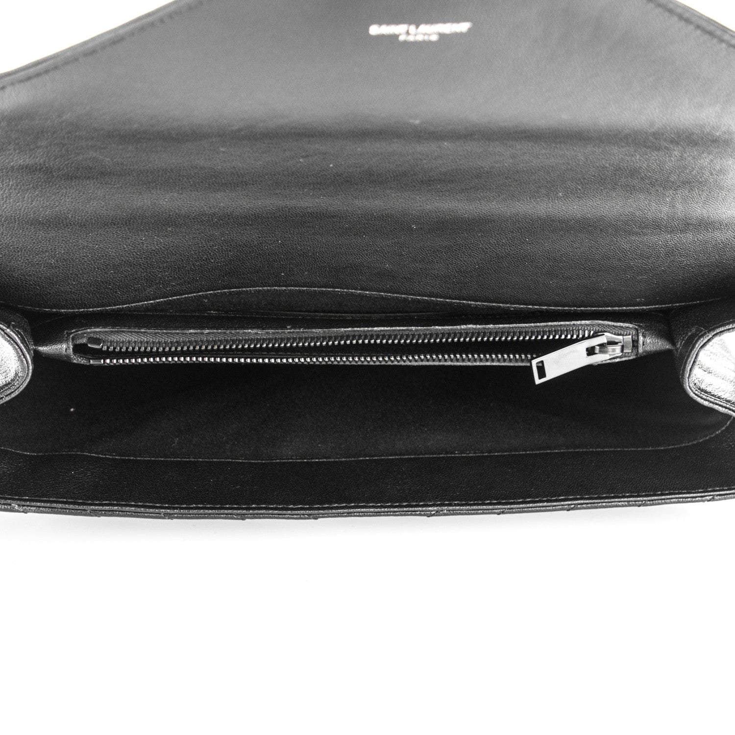 Saint Laurent Sheepskin Matelasse Chevron Monogram Monochrome Large College Satchel Black 5 of 6
