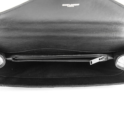 Saint Laurent Sheepskin Matelasse Chevron Monogram Monochrome Large College Satchel Black 5 of 6