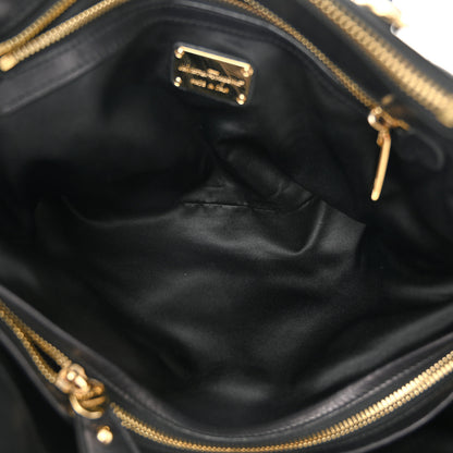 Salvatore Ferragamo Calfskin Trifolio Shopping Tote Black 5 of 10