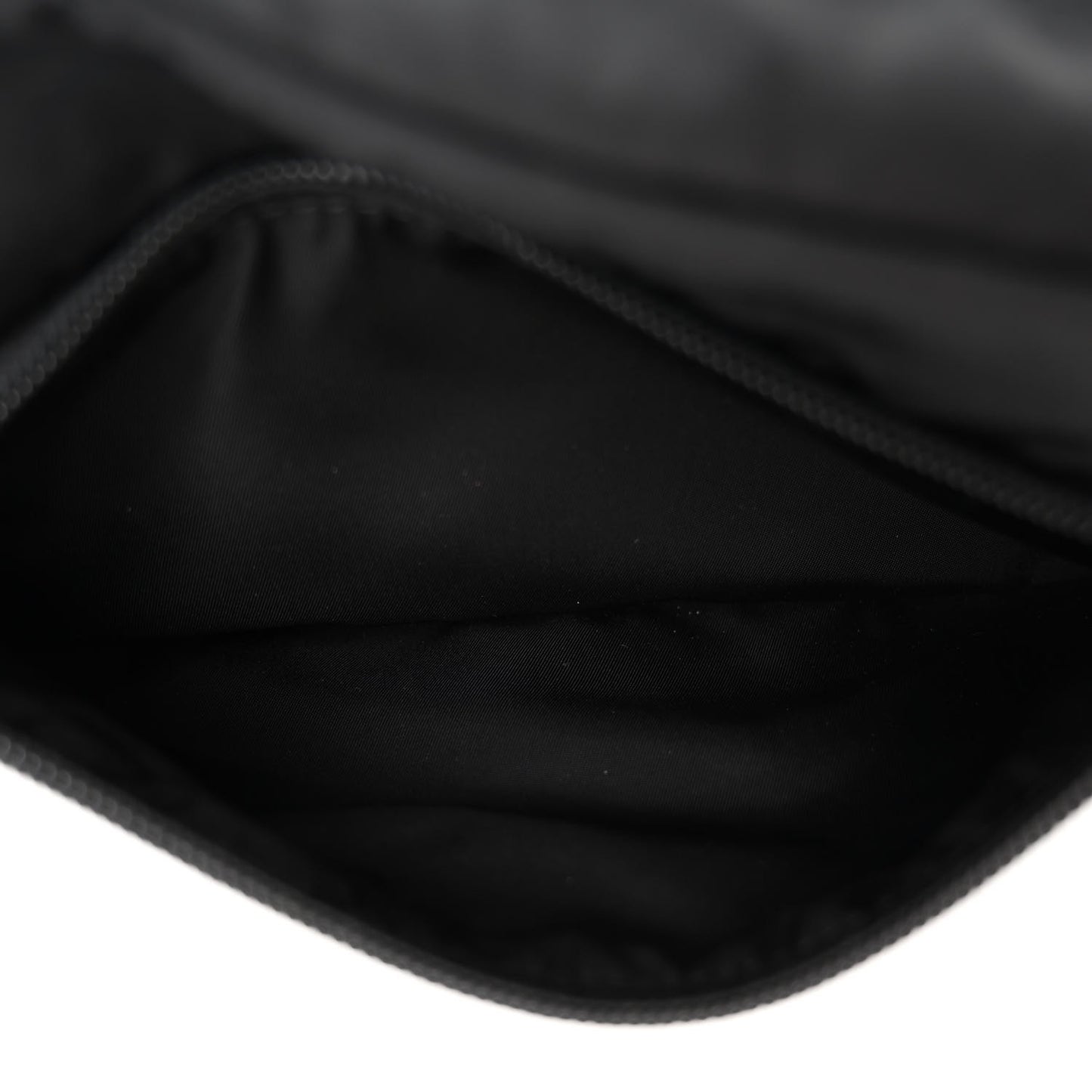 Re-Nylon Vela Saffiano Pocket Double Zip Shoulder Bag Black