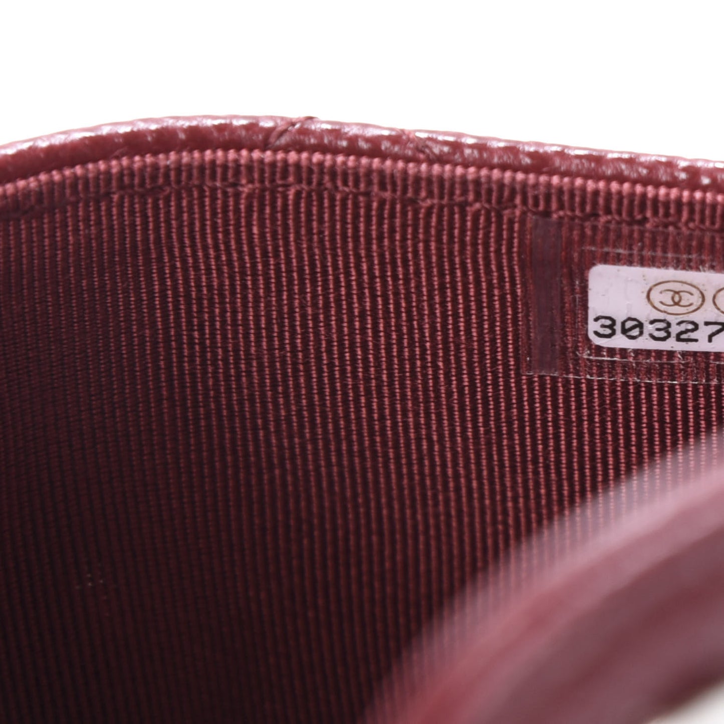 Iridescent Caviar Quilted Flap Card Holder Wallet Burgundy