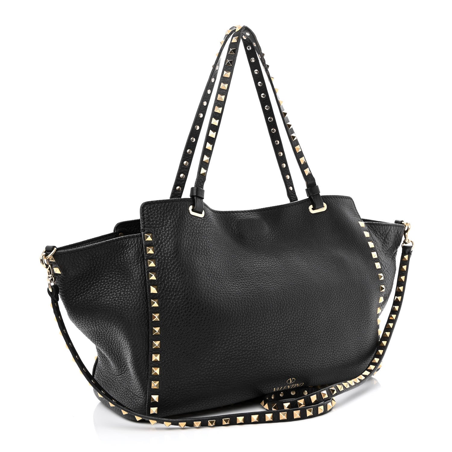 Valentino Garavani Pebbled Calfskin Medium Rockstud Tote Black 3 of 20