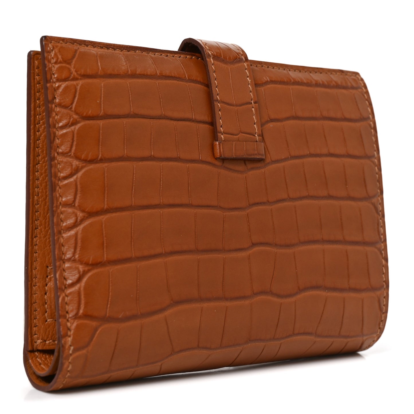 Matte Alligator Bearn Compact Wallet Gold