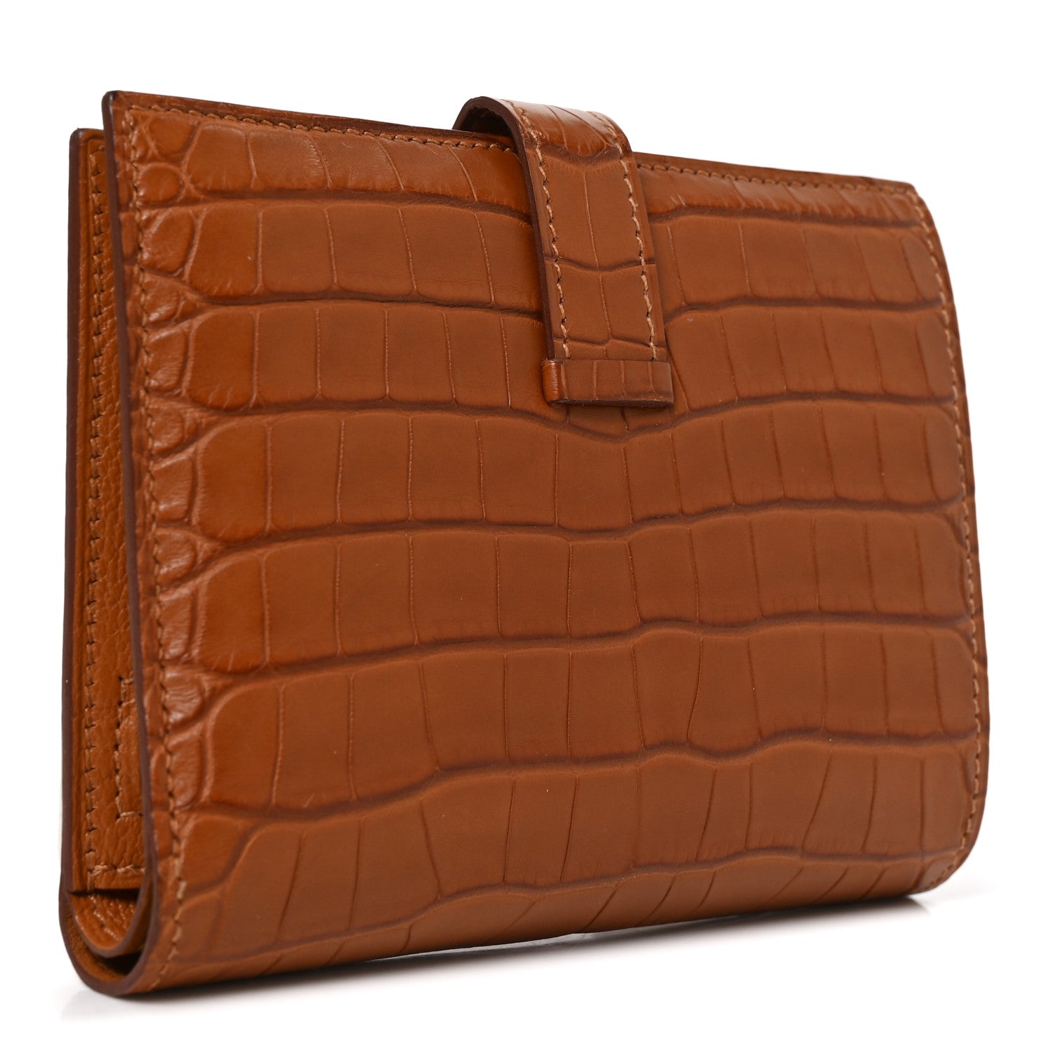 Hermes Matte Alligator Bearn Compact Wallet Gold 3 of 6