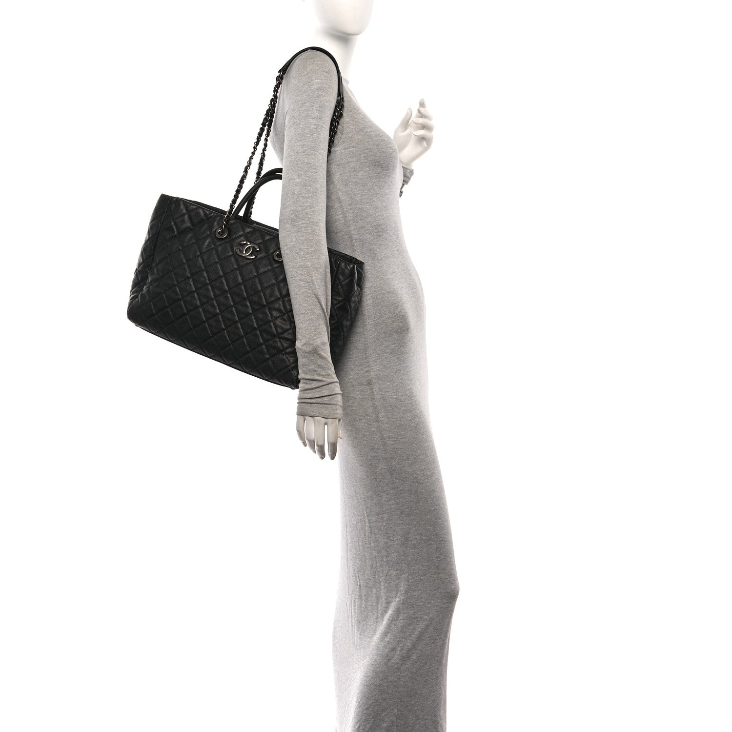 Chanel Caviar Quilted Large Coco Handle Shopping Tote Black 2 of 10