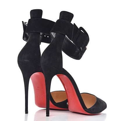 Christian Louboutin Veau Velours Harler 100 Ankle Strap Pumps 40 Black 4 of 13