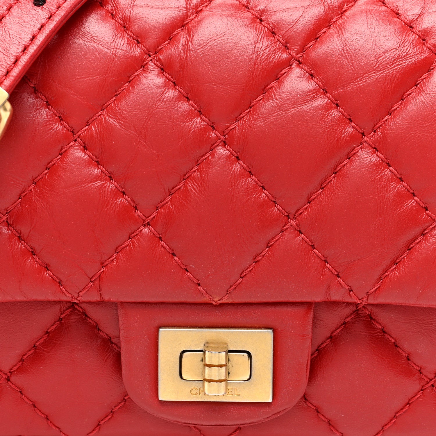 Chanel Aged Calfskin Quilted 2.55 Reissue Flap Belt Bag Red 8 of 10