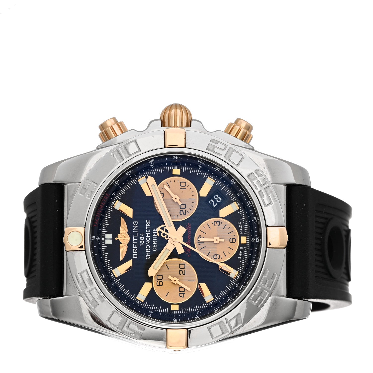 Breitling Stainless Steel 18K Yellow Gold Rubber 44mm Chronomat Automatic Watch Black IB011012/B968 2 of 4