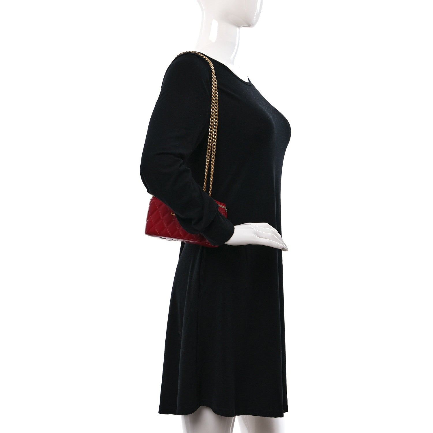 Chanel Lambskin Quilted Small Pillow Crush Vanity Case With Chain Red 2 of 10