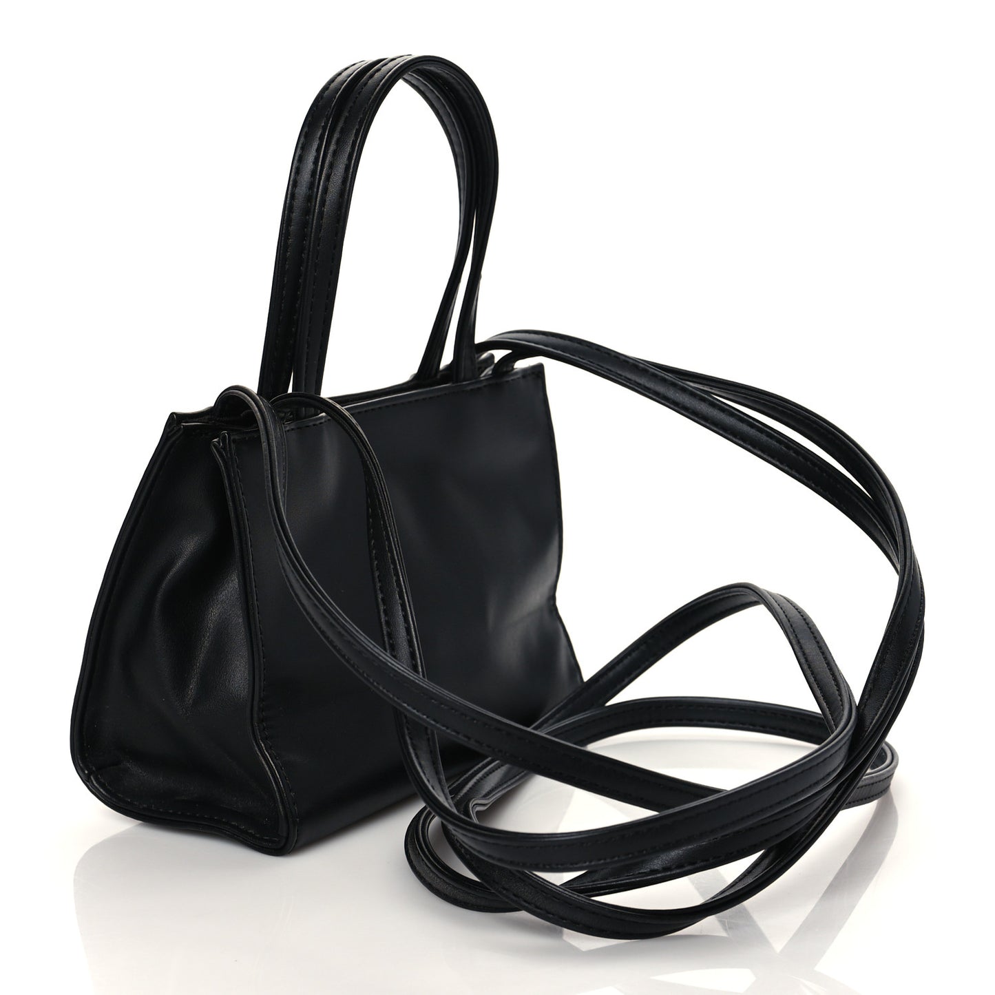 Vegan Leather Small Shopping Bag Black