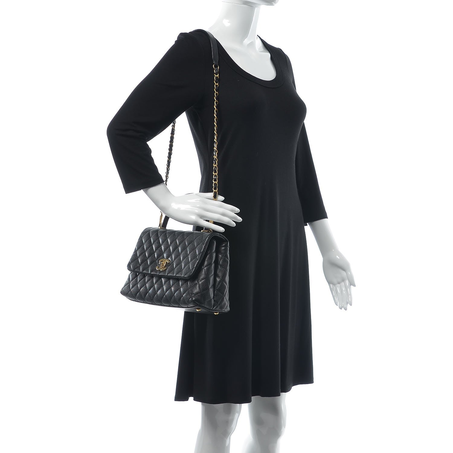 Chanel Caviar Lizard Quilted Small Coco Handle Flap Black 2 of 9