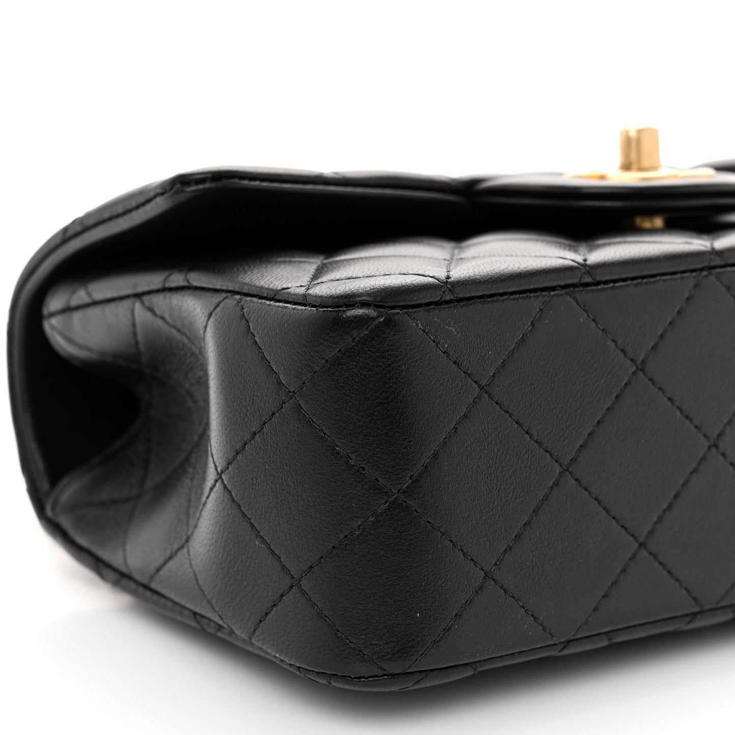 Lambskin Quilted Metal Mini Top Handle Rectangular Flap Black