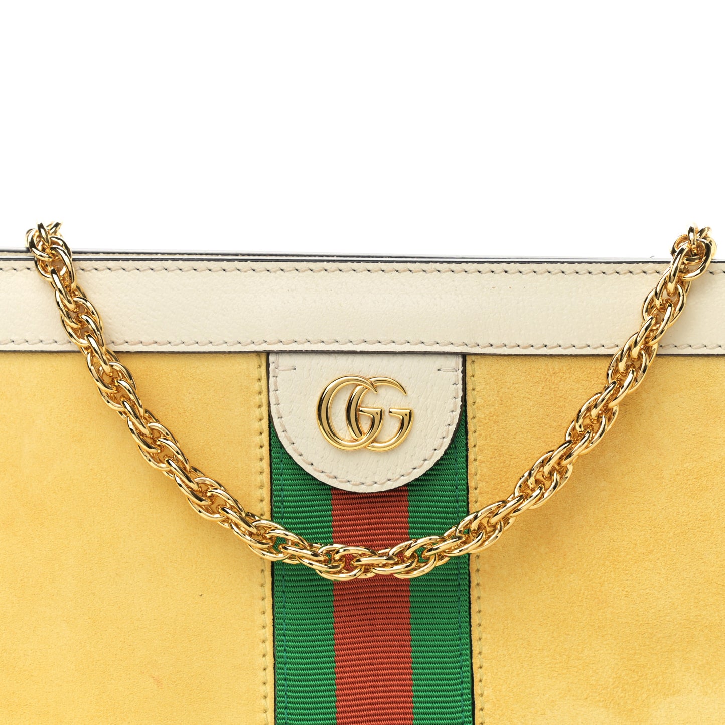 Suede Calfskin GG Web Small Ophidia Chain Shoulder Bag Burro New Mystic White